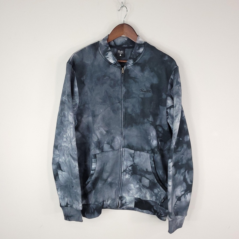 Primitive Skateboarding Sweatshirt Mens Large Gray Black‎ Tie Dye Full Zip